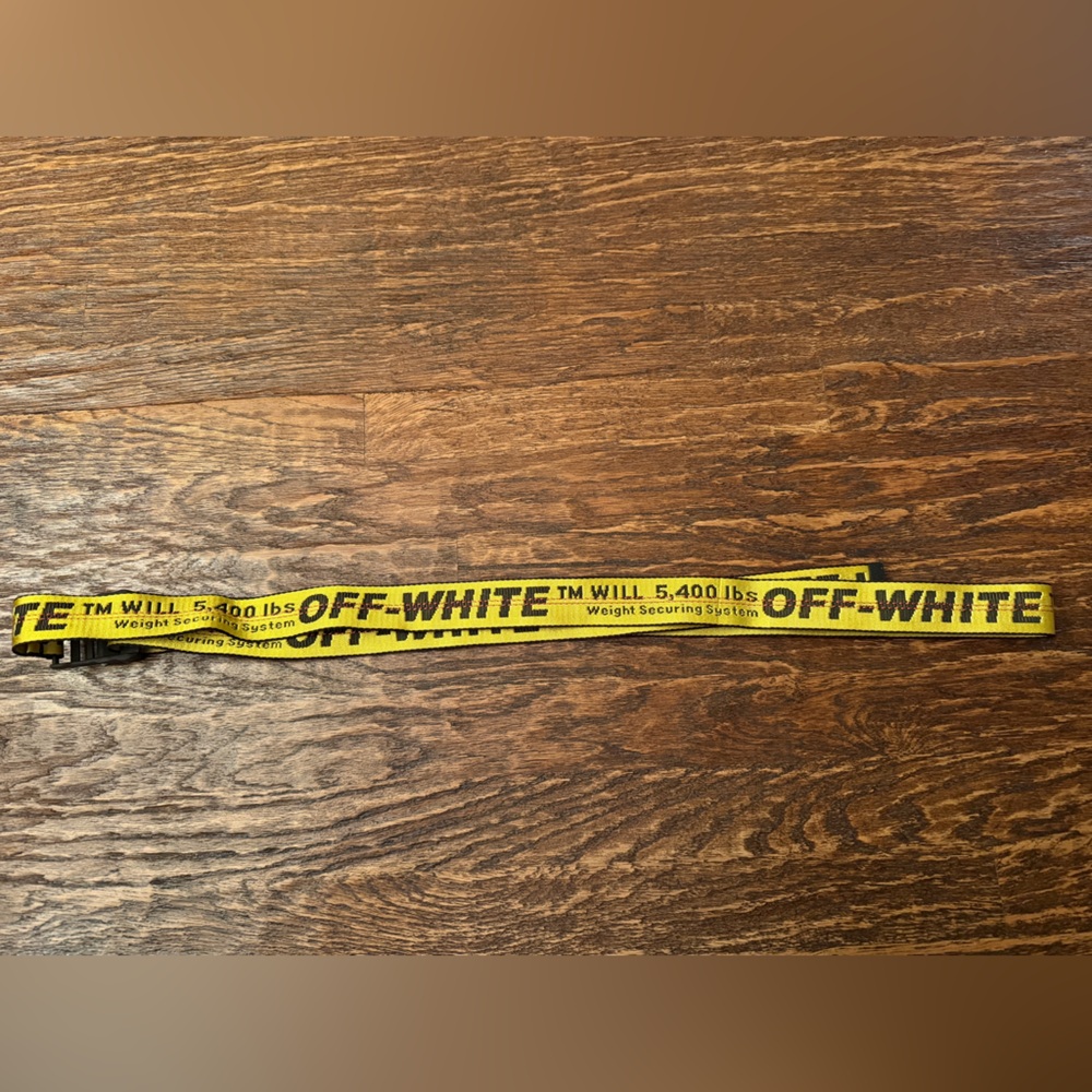 Off-White Bold Yellow Belt with Black Text
